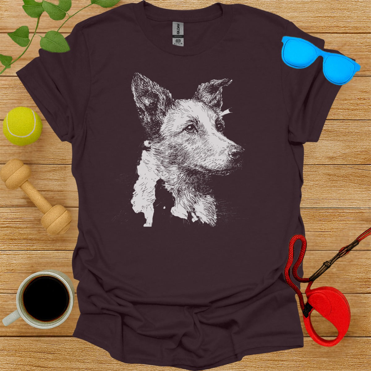 Sketch Style Dog Illustration Graphic T-Shirt