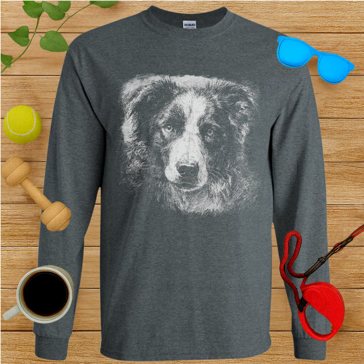 Long Sleeve Shirt with Intricate Dog Design