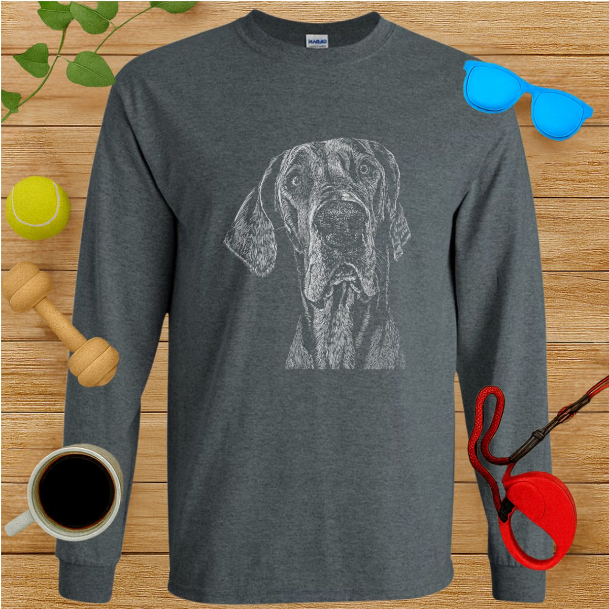 Long Sleeve Shirt With Detailed Dog Sketch Design