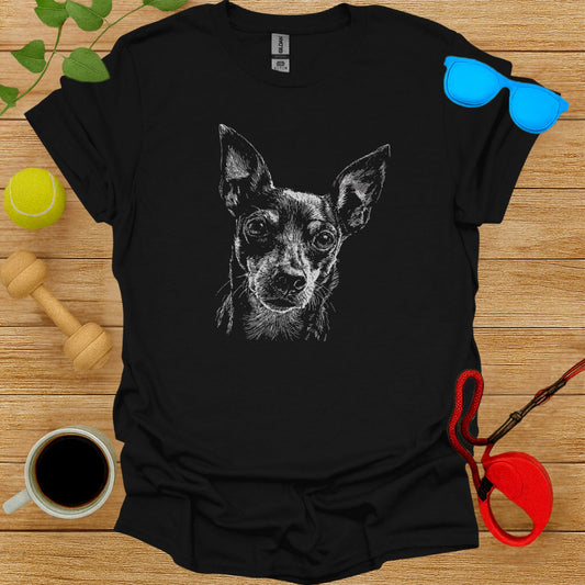Dog Sketch Art Black T-Shirt Casual Wear Tee