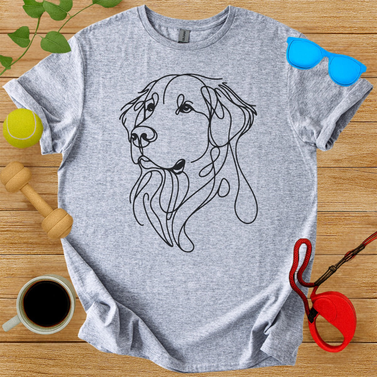 Artistic Dog Line Drawing Graphic Unisex T-shirt