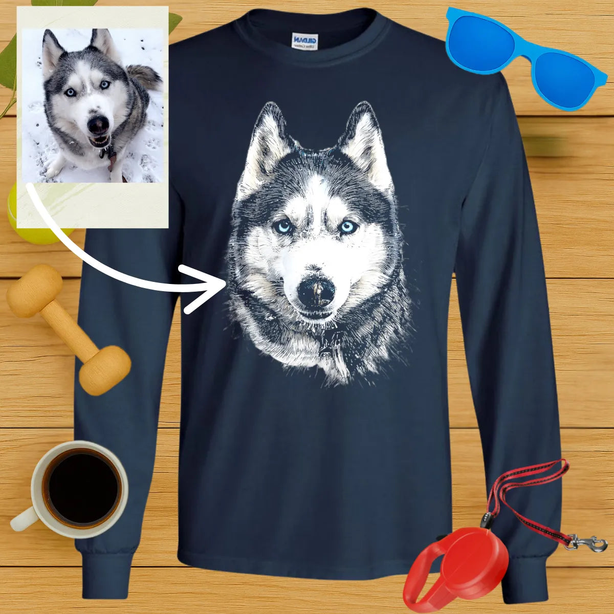 Custom Portrait Long Sleeve Tee-Critter Lane