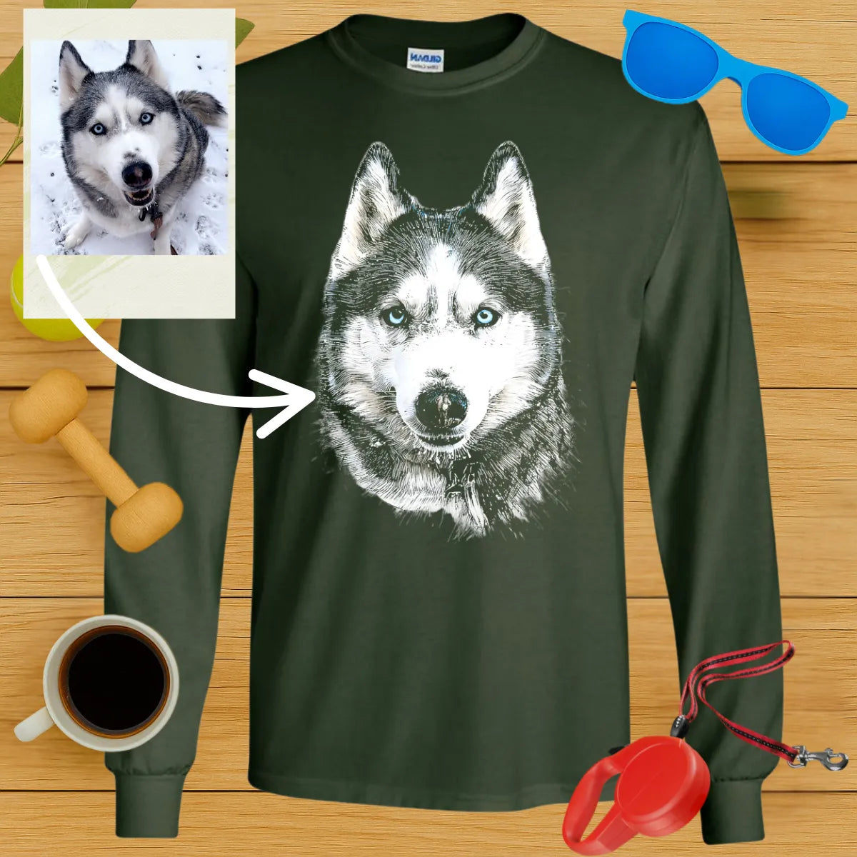 Custom Portrait Long Sleeve Tee-Critter Lane