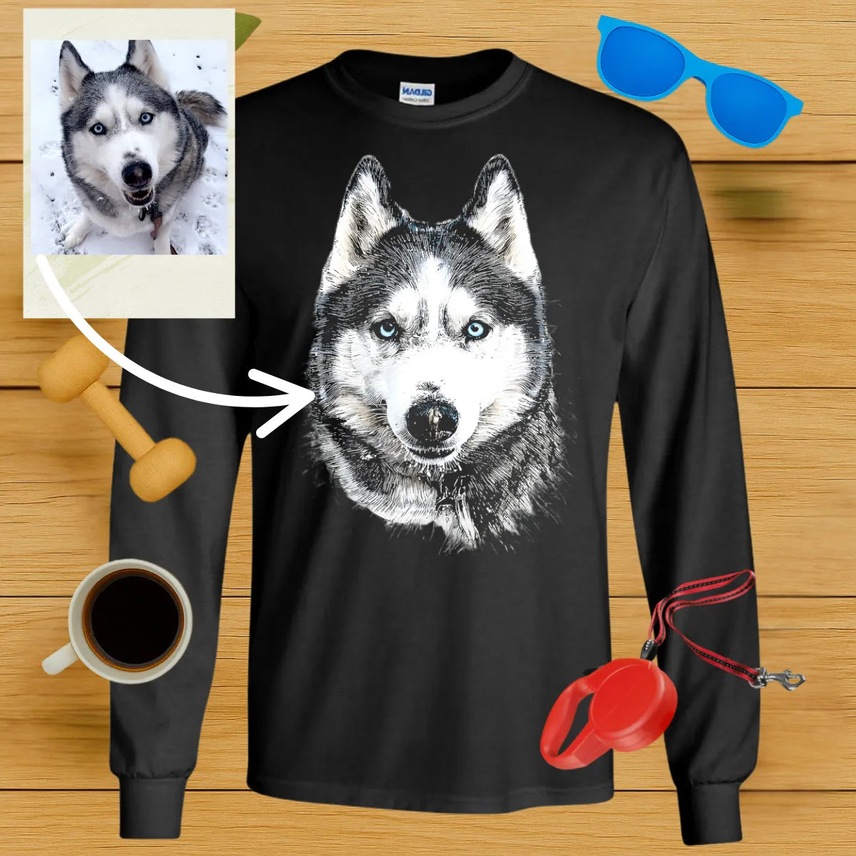 Custom Portrait Long Sleeve Tee-Critter Lane