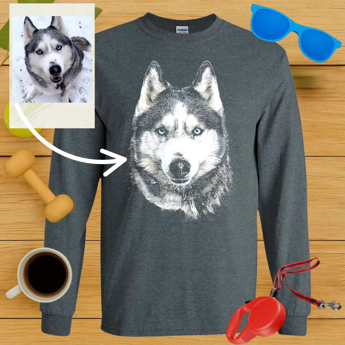 Custom Portrait Long Sleeve Tee-Critter Lane