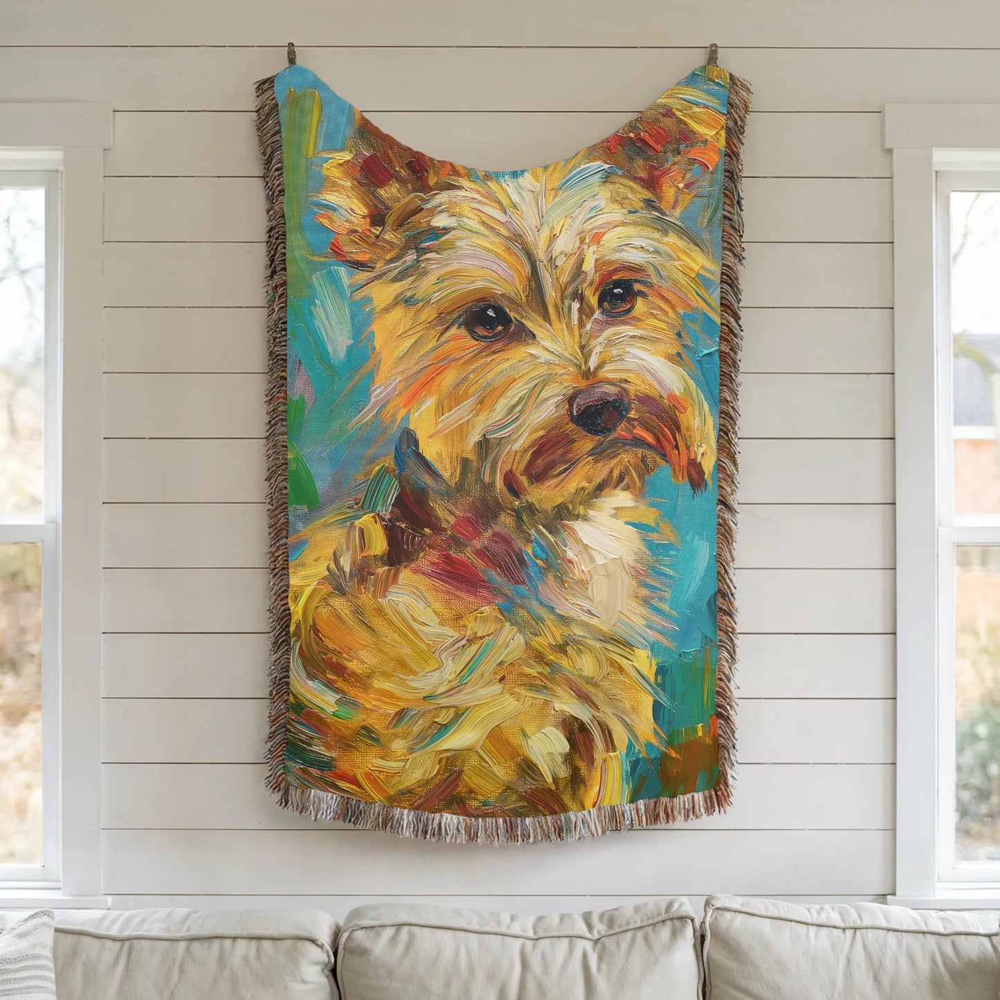 Yorkshire Terrier Starry Night Woven Blanket-Critter Lane