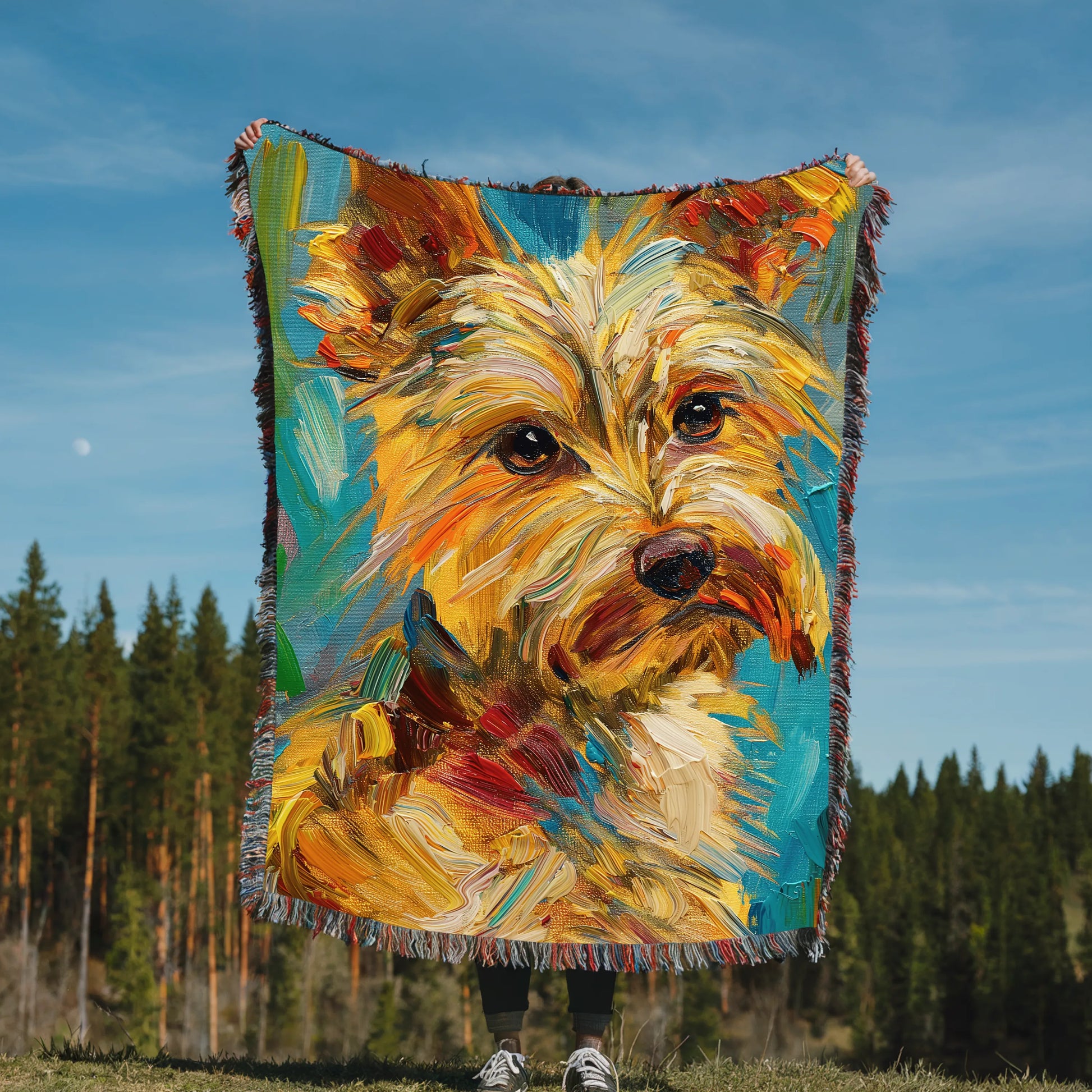 Yorkshire Terrier Starry Night Woven Blanket-Critter Lane