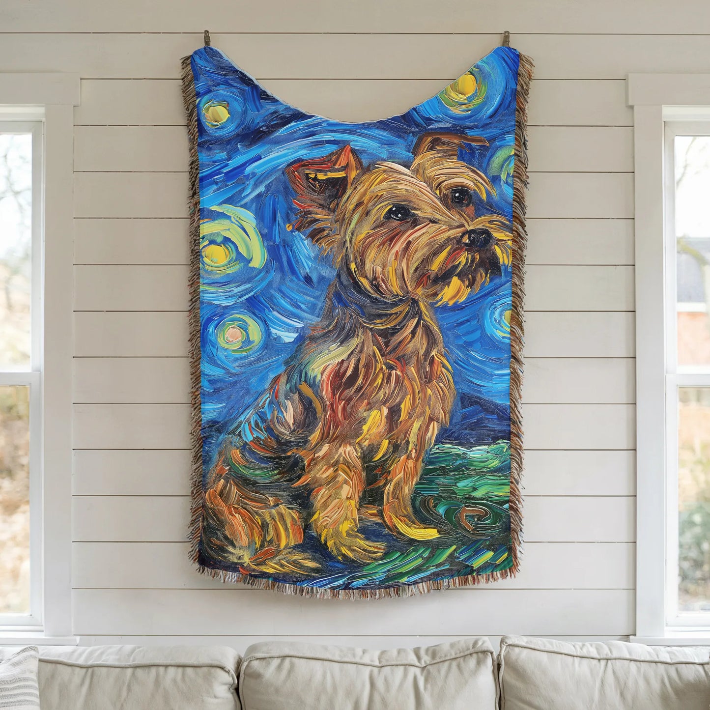 Yorkshire Terrier Starry Night Woven Blanket-Critter Lane