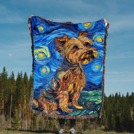 Yorkshire Terrier Starry Night Woven Blanket-Critter Lane