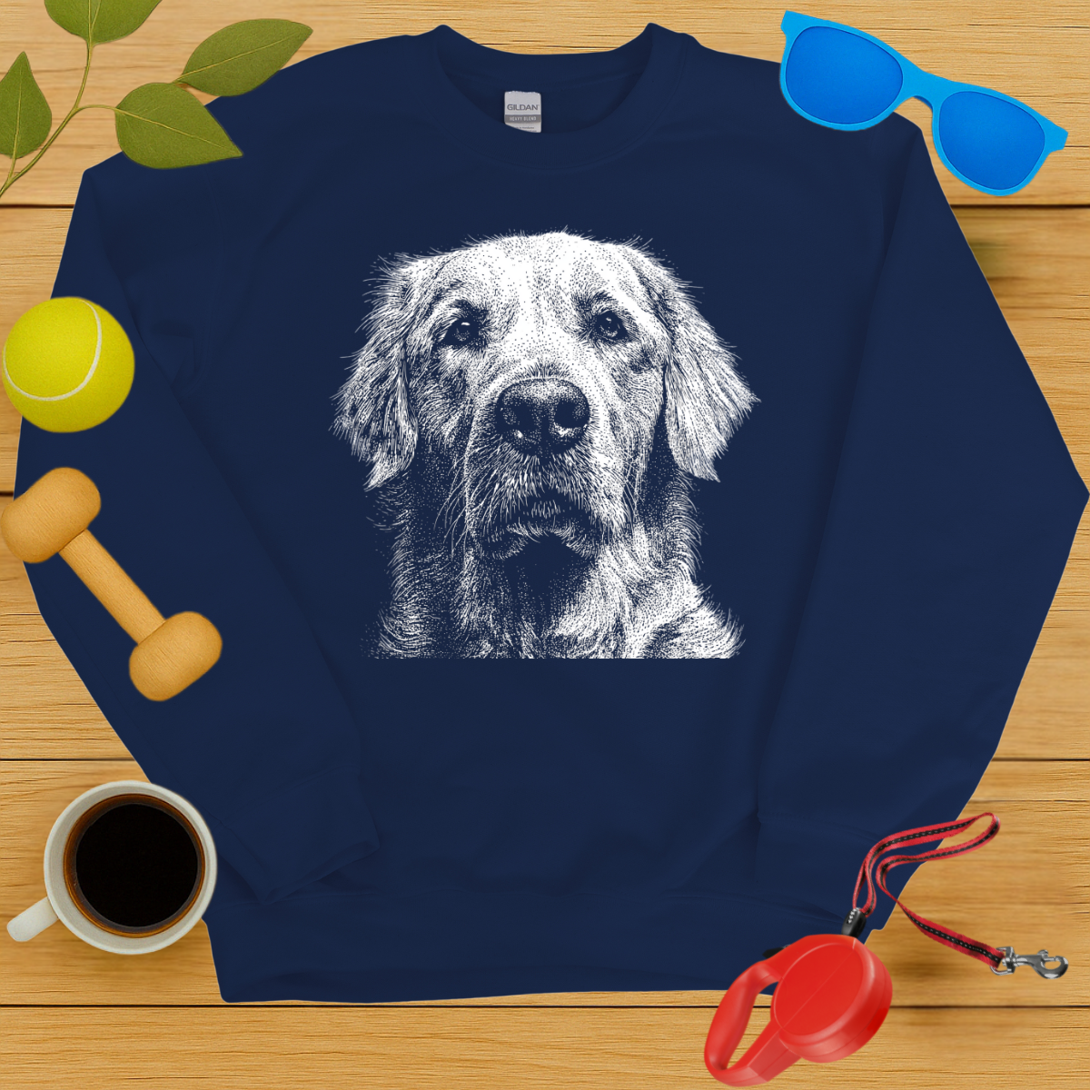 Golden Retriever Stipple Dotwork Portrait Sweatshirt-Critter Lane