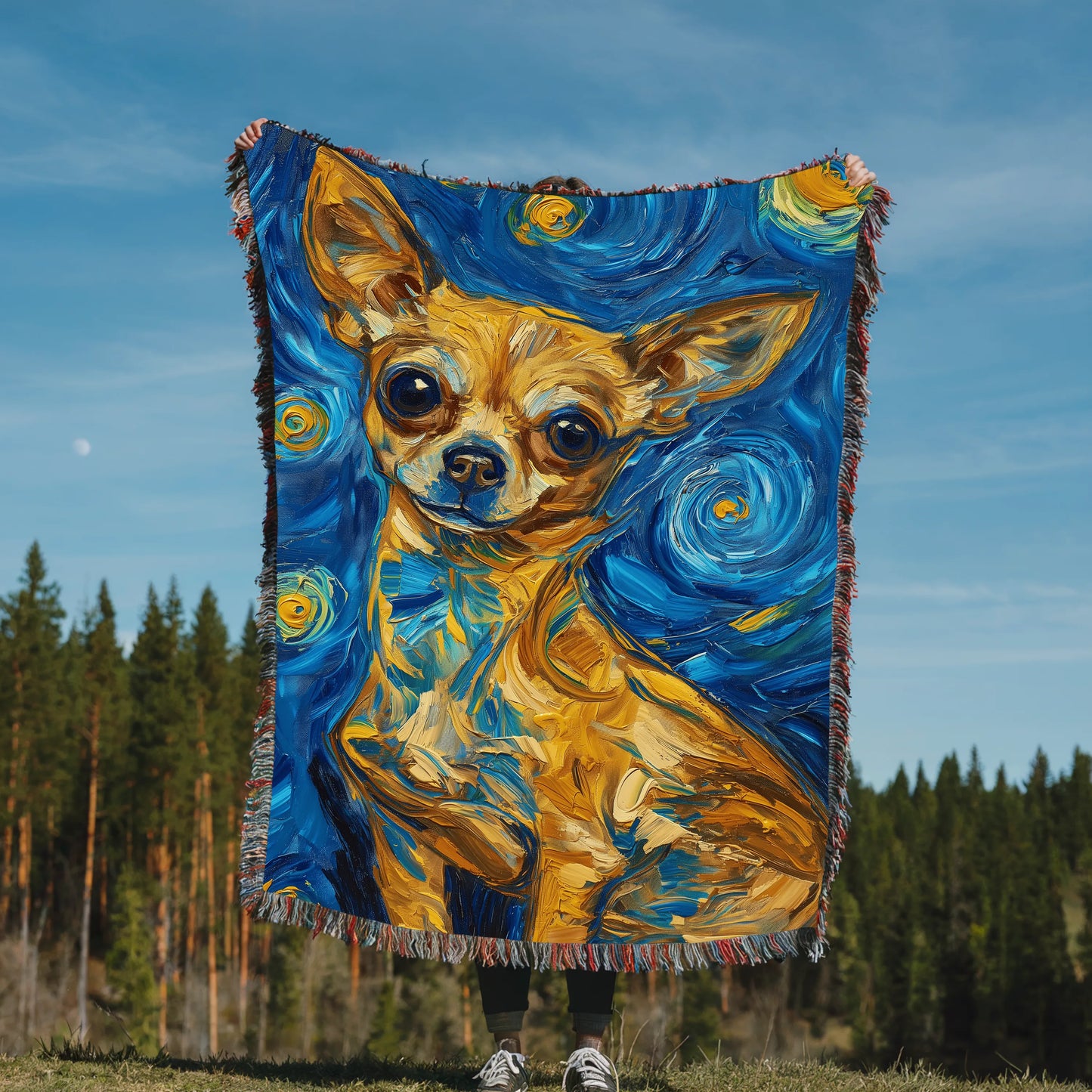 Chihuahua Starry Night Woven Blanket-Critter Lane