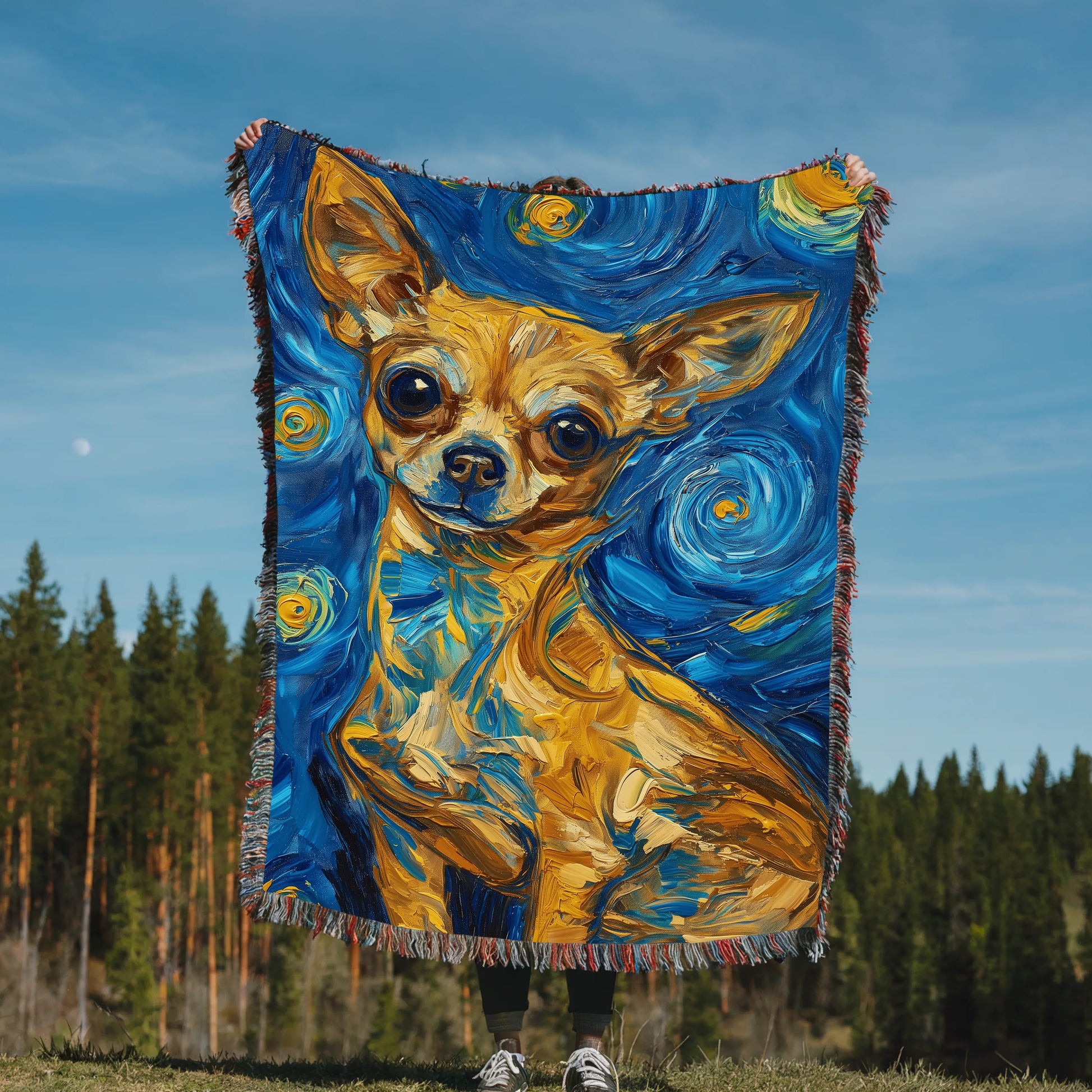 Chihuahua Starry Night Woven Blanket-Critter Lane