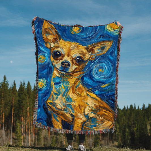 Chihuahua Starry Night Woven Blanket-Critter Lane