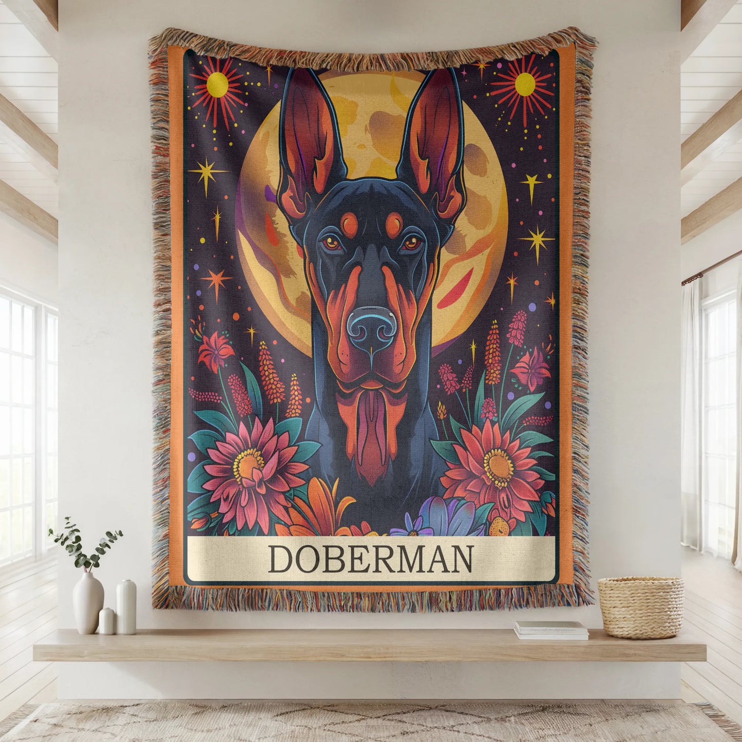 Doberman Tarot Woven Blanket-Critter Lane