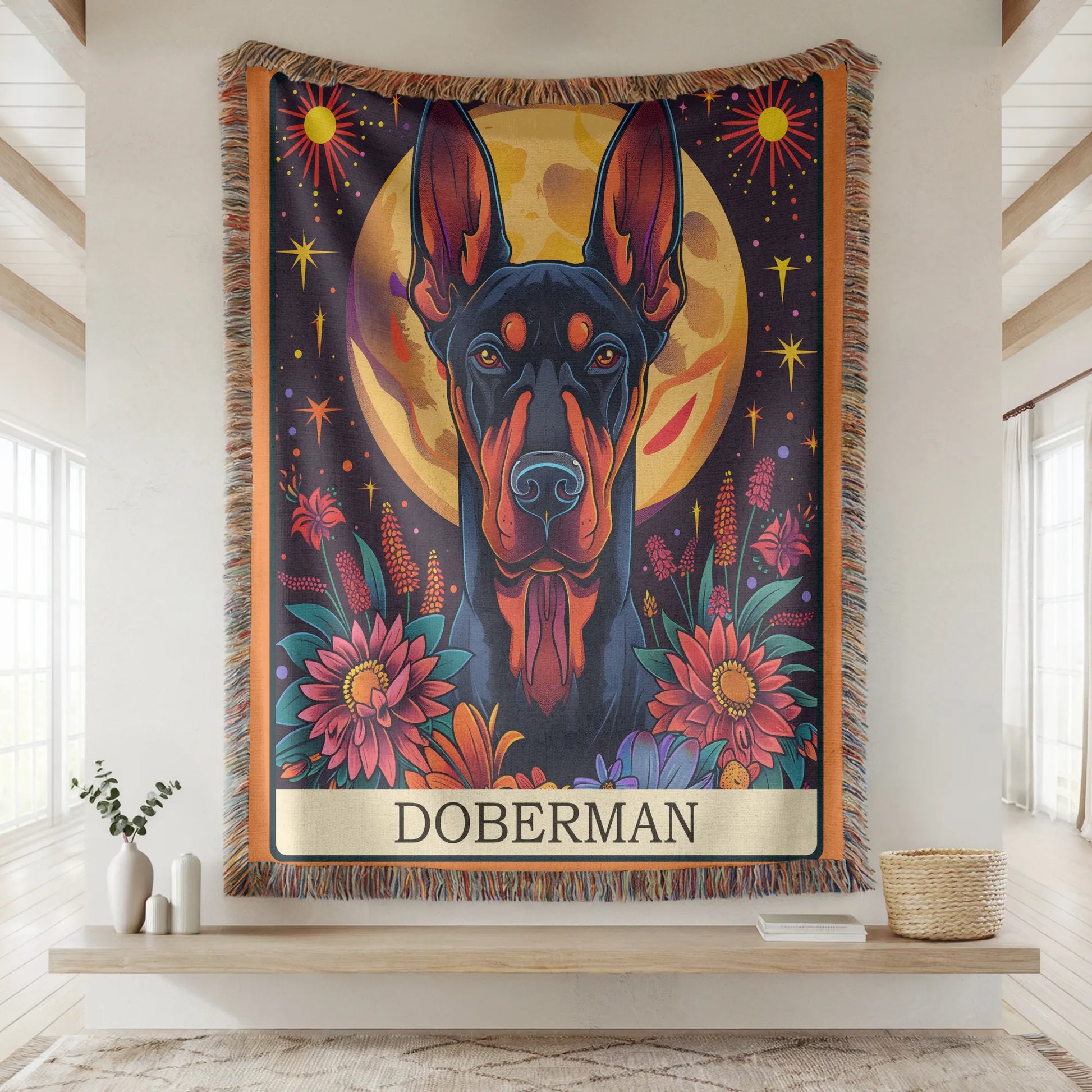 Doberman Tarot Woven Blanket-Critter Lane
