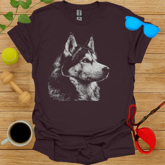 Graphic Husky Dog Print on T-shirt Apparel Product