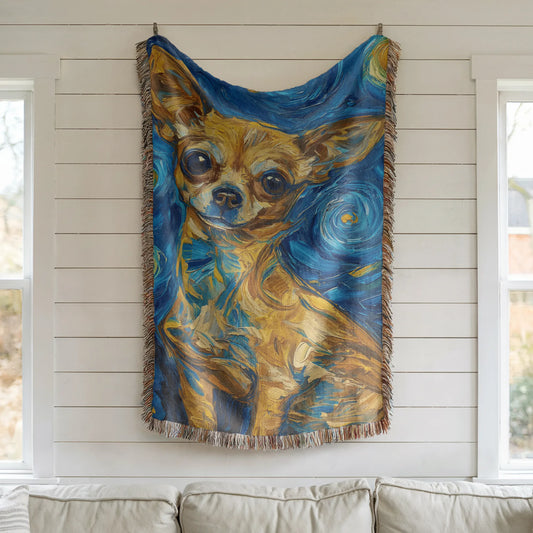 Chihuahua Starry Night Woven Blanket-Critter Lane
