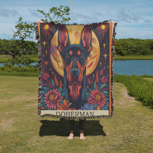 Doberman Tarot Woven Blanket-Critter Lane