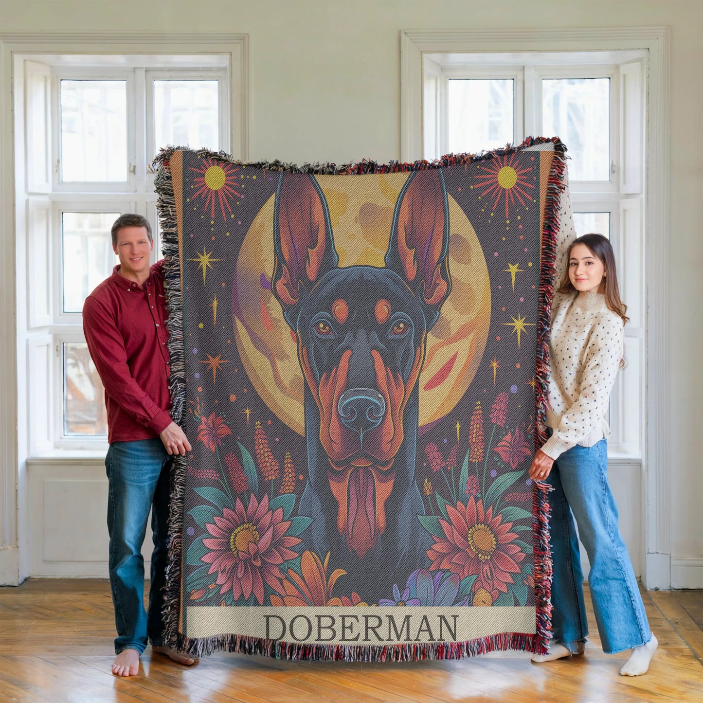Doberman Tarot Woven Blanket-Critter Lane