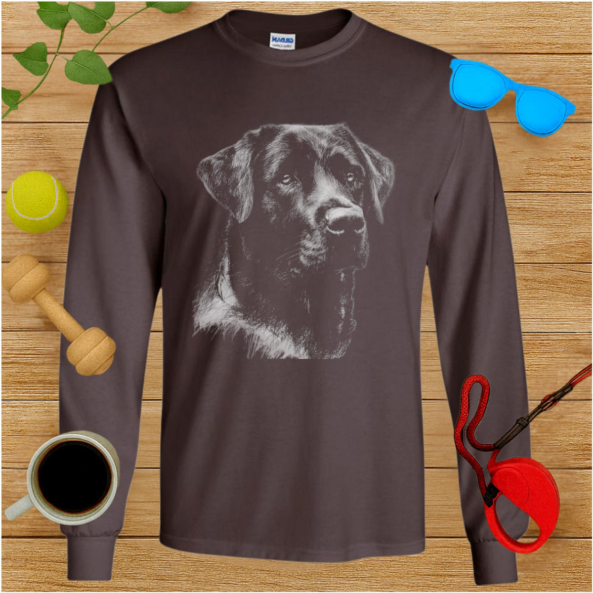 Long Sleeve Shirt with Black Labrador Dog Print