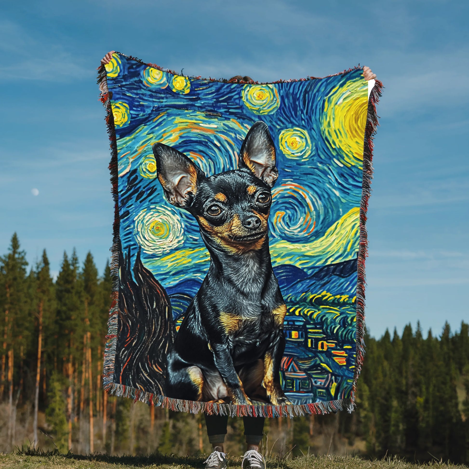 Chihuahua Van Gogh Woven Blanket-Critter Lane