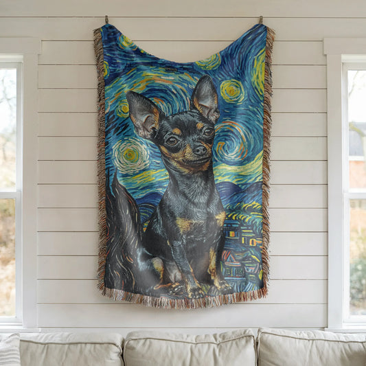Chihuahua Van Gogh Woven Blanket-Critter Lane