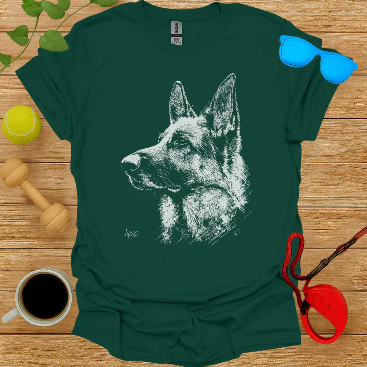 German Shepherd Dog Sketch Graphic T-shirt