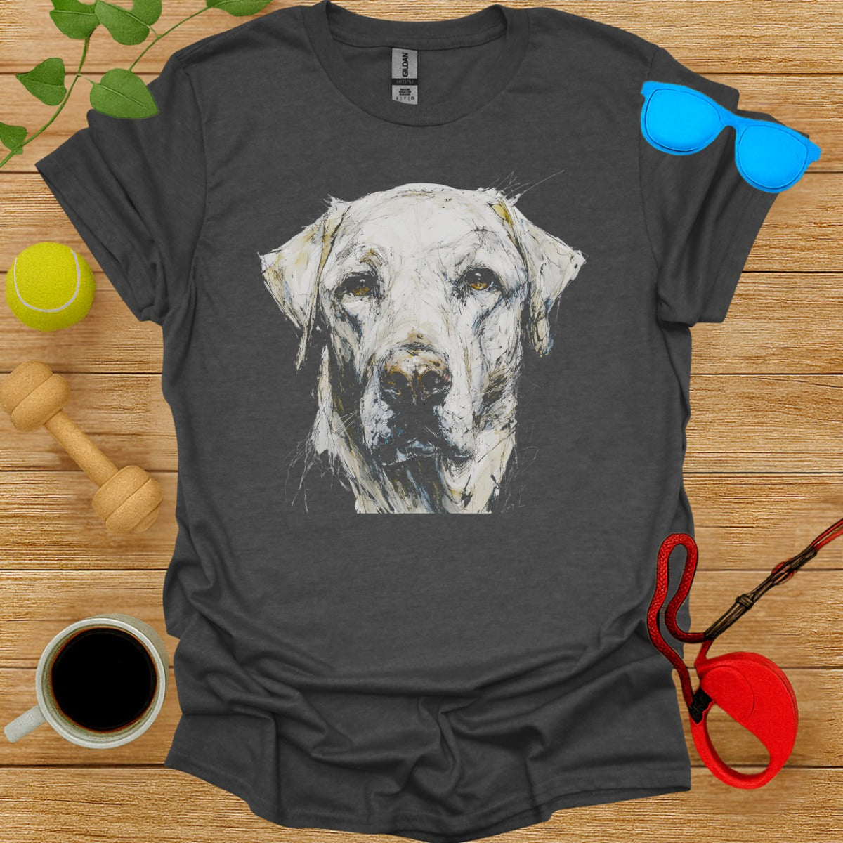 Labrador Dog Face Graphic Print T-Shirt Casual Wear