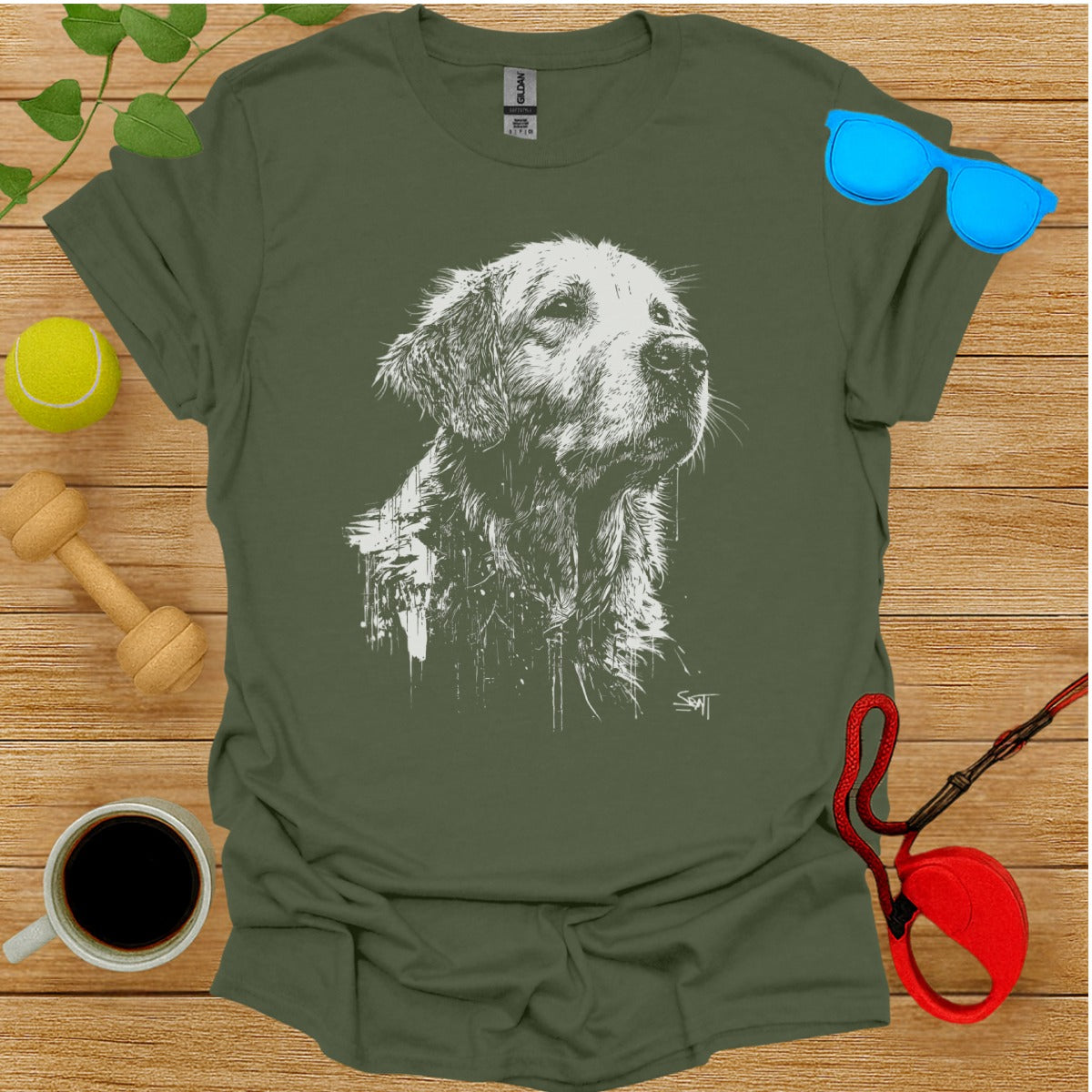 Artistic Golden Retriever Dog Graphic T-Shirt