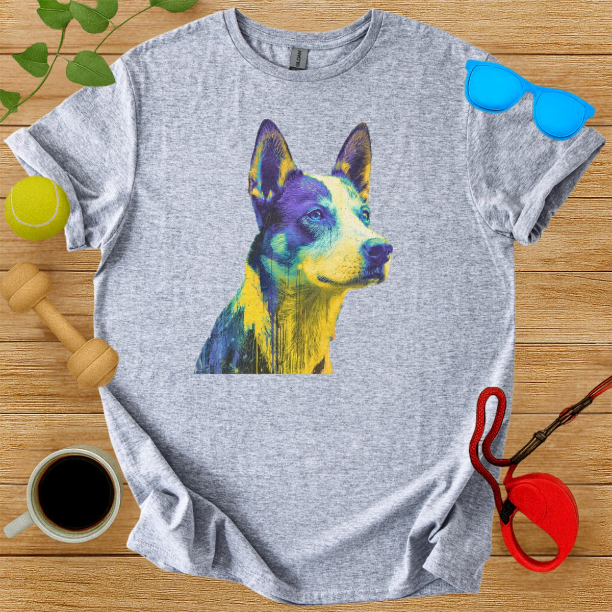 Colorful Dog Print Graphic T-Shirt Trendy Casual Top