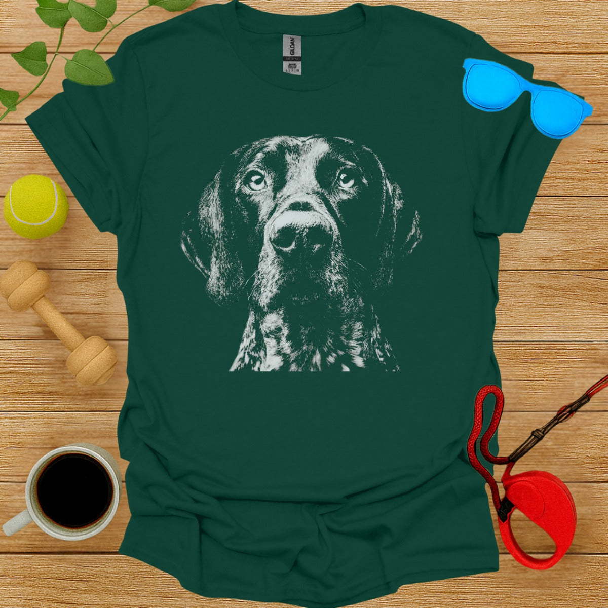 Graphic Dog Print Green T-shirt for Casual Wear
