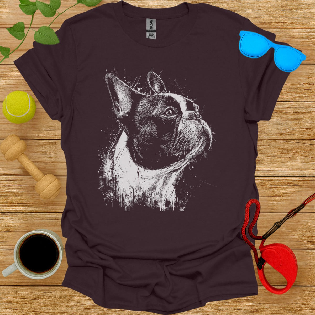 Artistic Illustration of Boston Terrier Dog T-Shirt