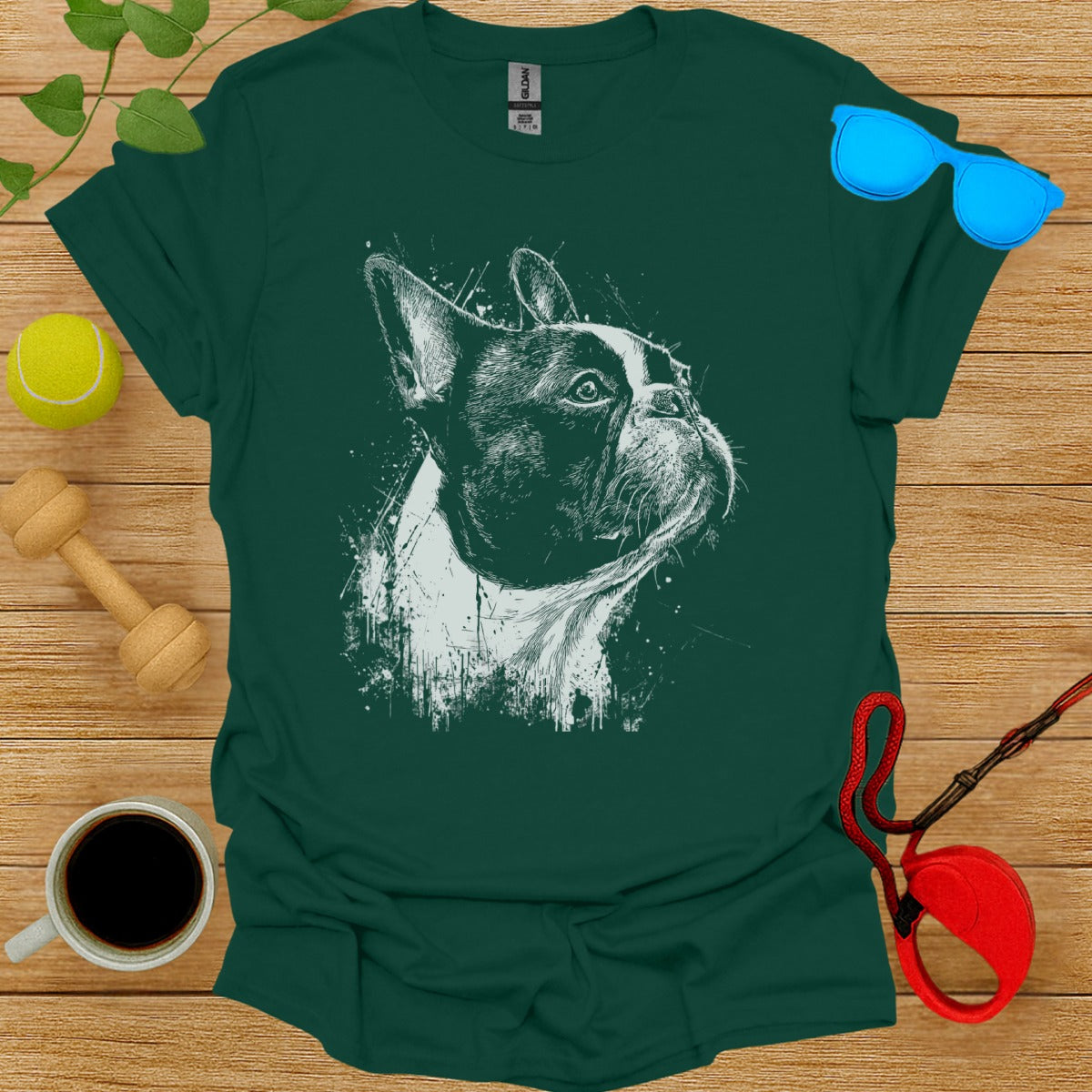Graphic Tee with Detailed Dog Design Animal Lover Shirt