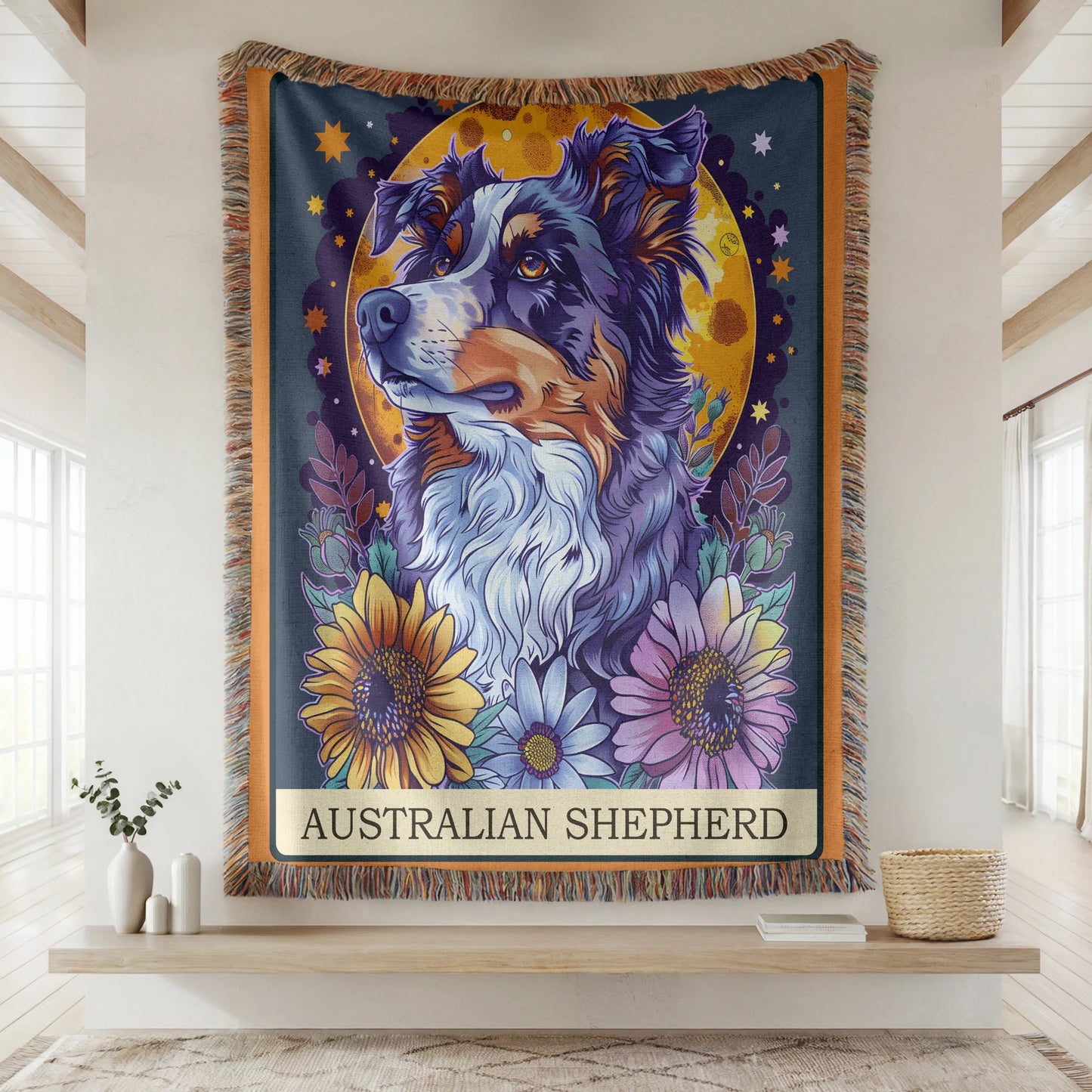 Australian Shepard Tarot Card Woven Blanket-Critter Lane