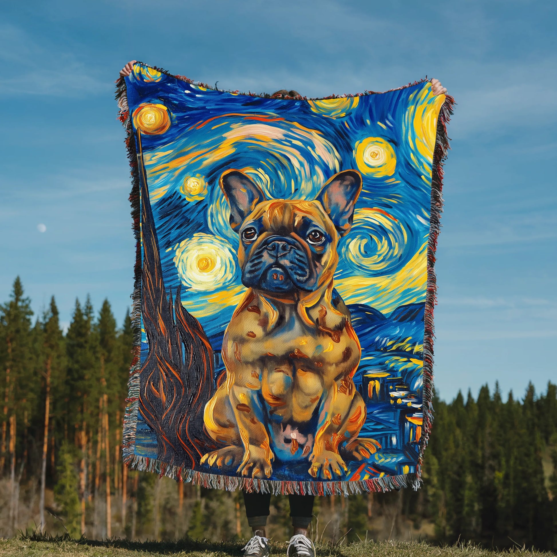 French Bulldog Starry Night Woven Blanket-Critter Lane