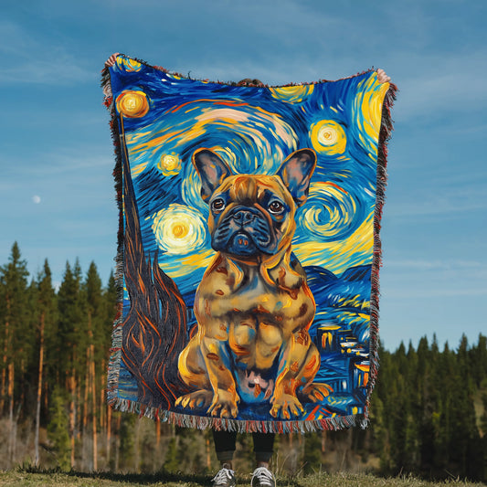 French Bulldog Starry Night Woven Blanket-Critter Lane