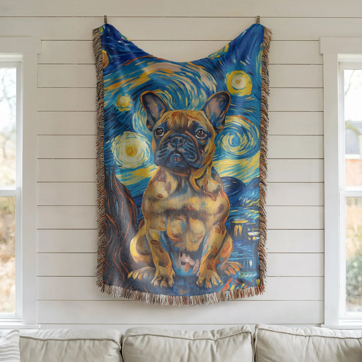 French Bulldog Starry Night Woven Blanket-Critter Lane