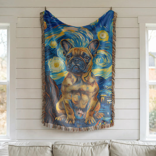 French Bulldog Starry Night Woven Blanket-Critter Lane