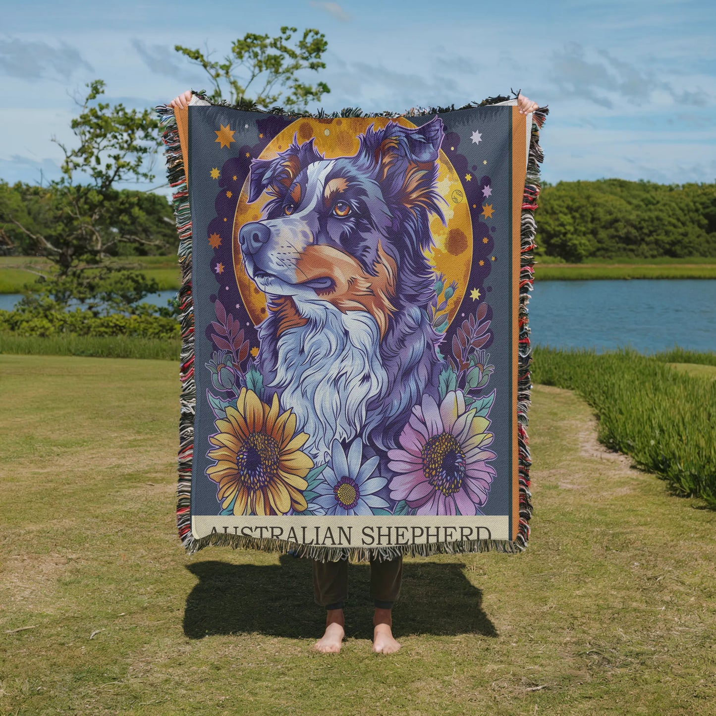 Australian Shepard Tarot Card Woven Blanket-Critter Lane