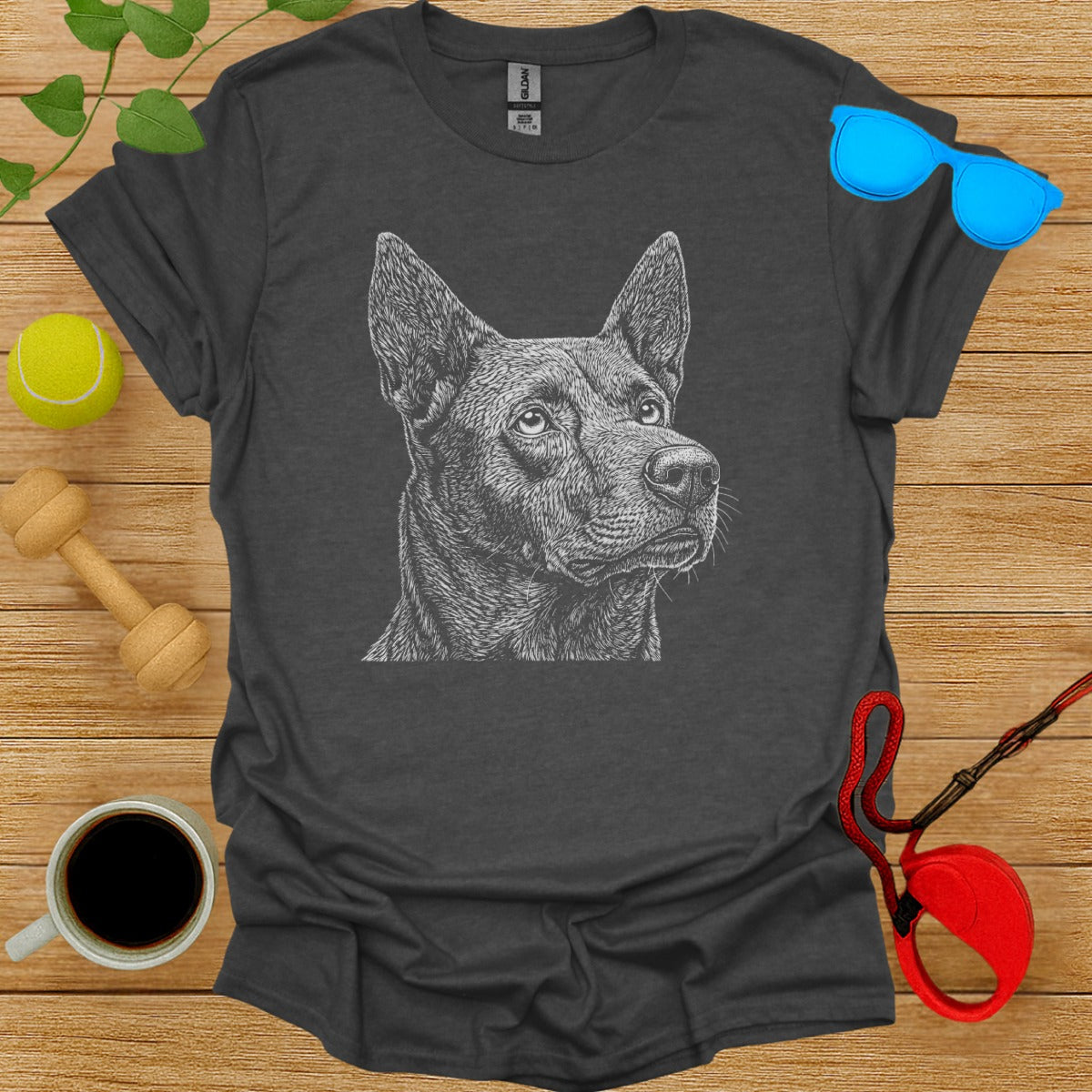 Detailed Dog Portrait Printed Graphic T-Shirt