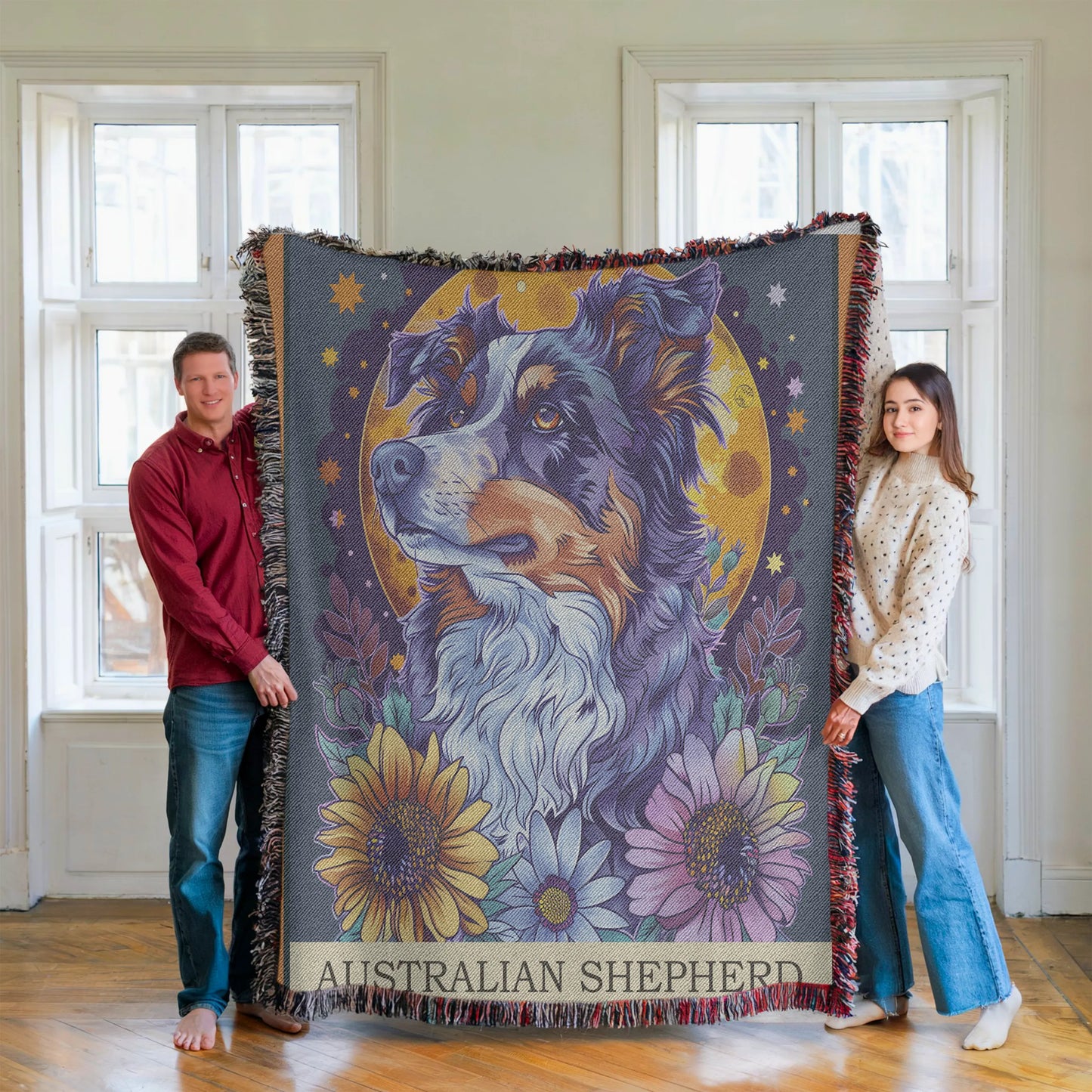 Australian Shepard Tarot Card Woven Blanket-Critter Lane