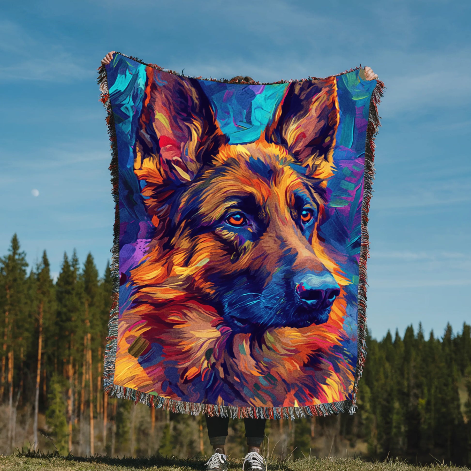 German Shepherd Starry Night Woven Blanket-Critter Lane