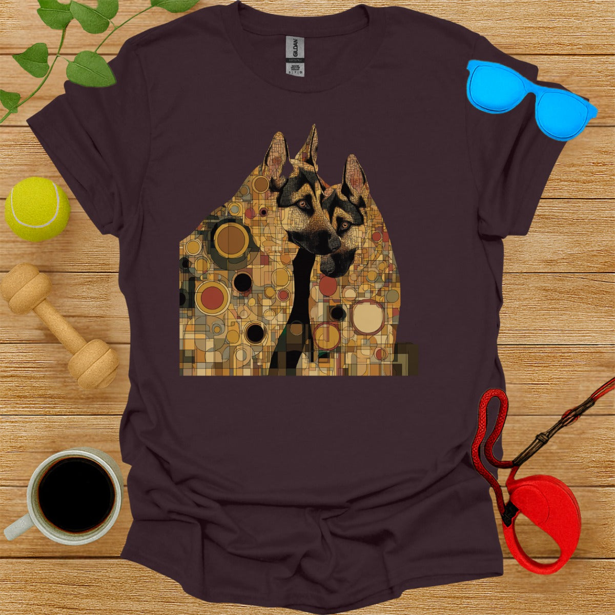 Abstract Geometric Dog Faces Printed T-shirt