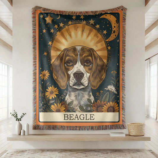 Beagle Tarot Card Woven Blanket-Critter Lane