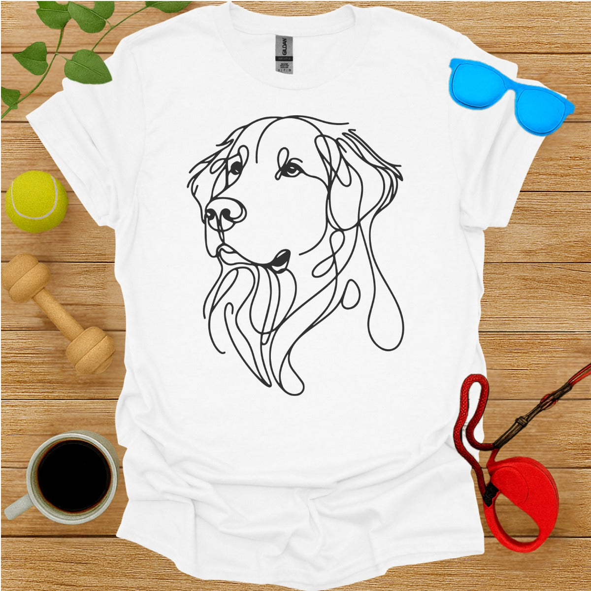 Artistic Dog Outline Drawing Short Sleeve T-shirt