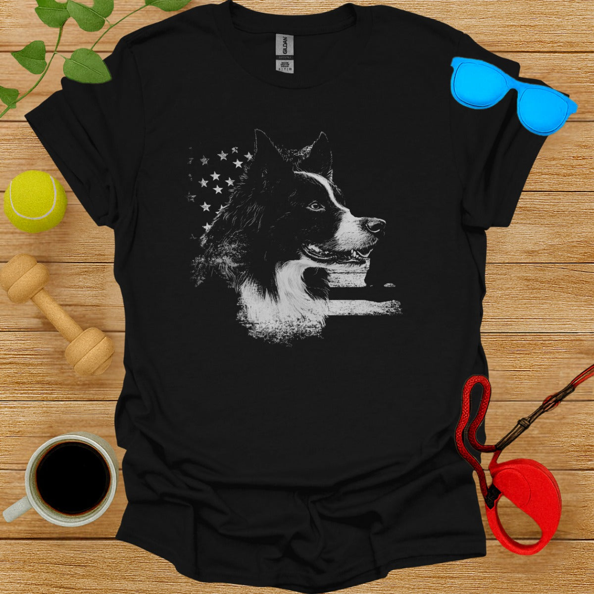 Patriotic Border Collie Graphic Tee Shirt Product