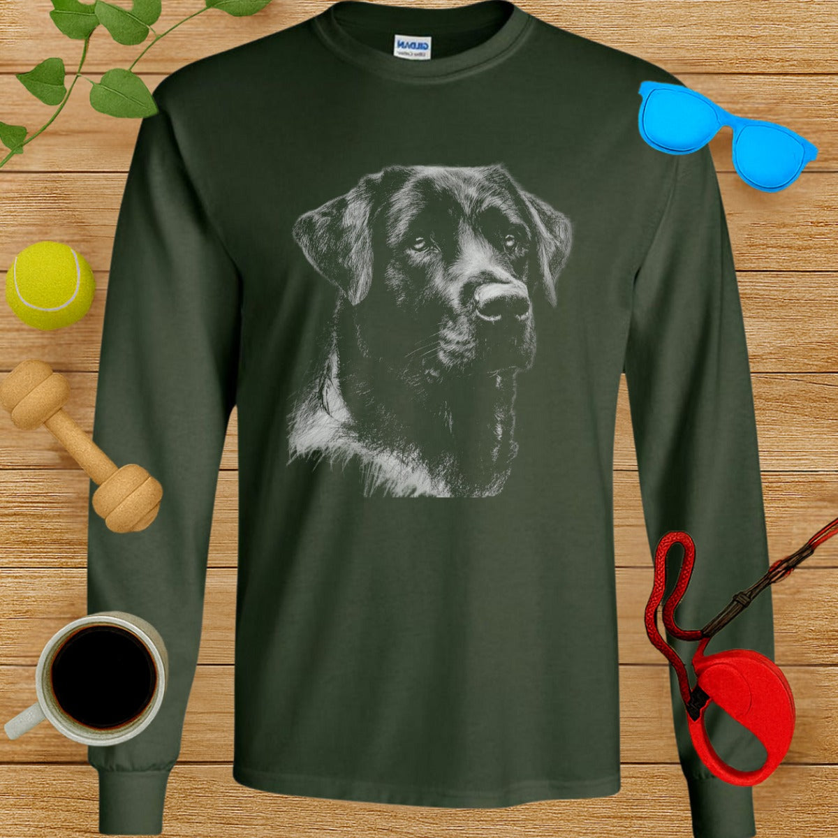 Long Sleeve Shirt with Realistic Dog Illustration