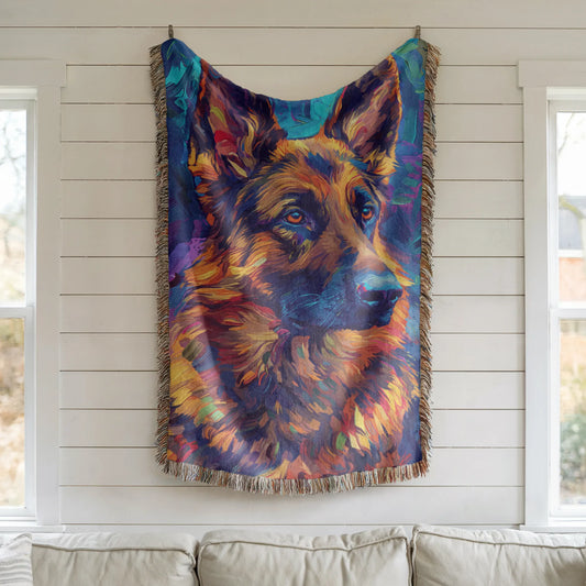 German Shepherd Starry Night Woven Blanket-Critter Lane