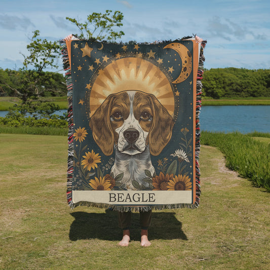Beagle Tarot Card Woven Blanket-Critter Lane