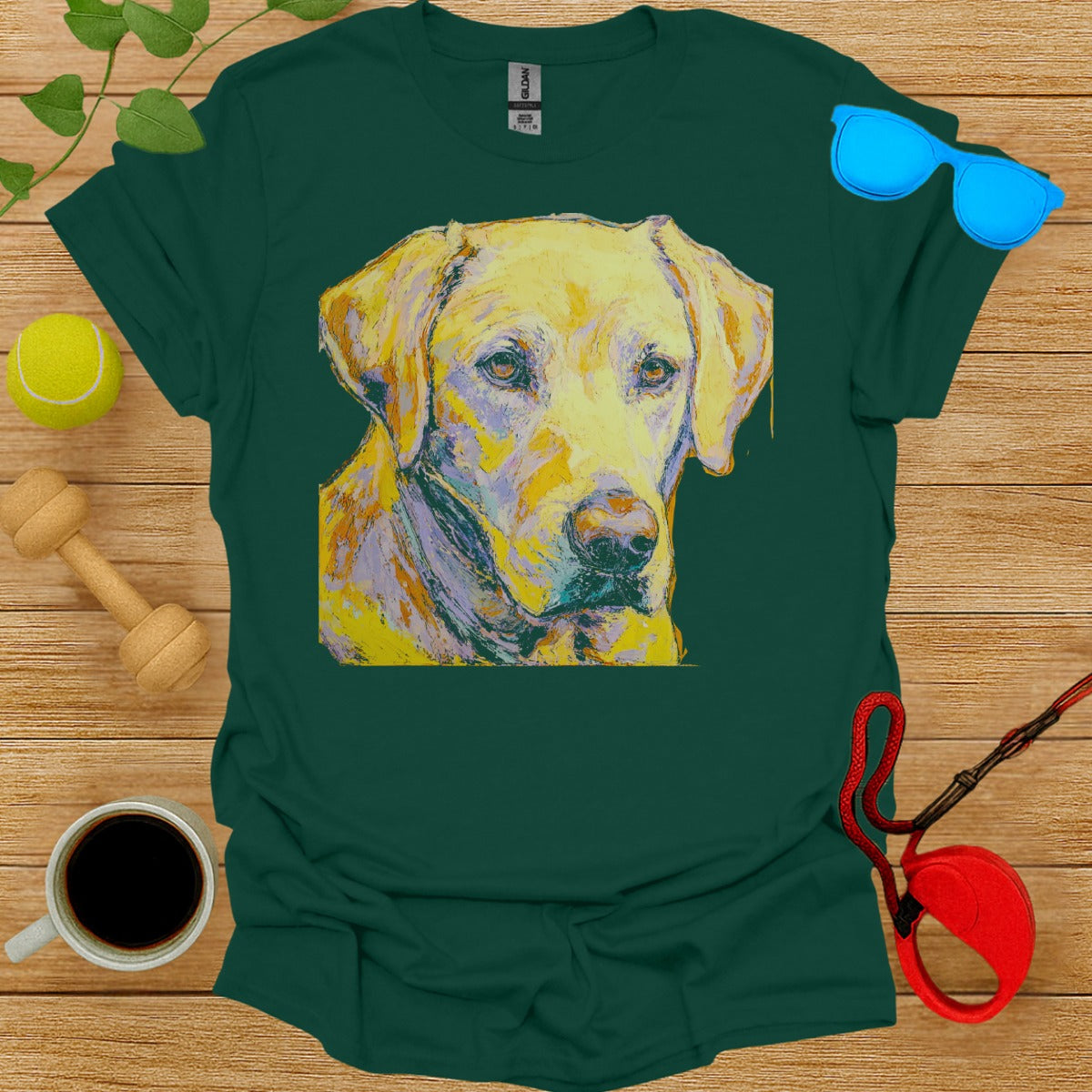 Colorful Art Dog Face Printed T-shirt for Dog Lovers